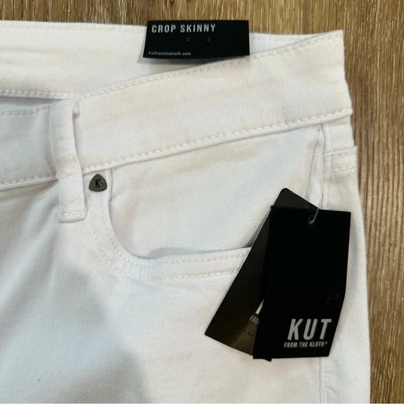 Kut from the Kloth Women’s White Mid-Rise Denim Crop Skinny Jeans Size 16 NWT - Picture 3 of 8